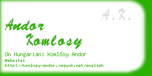 andor komlosy business card